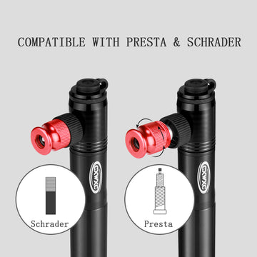 Mini Bike Pump 110PSI Hand Pump and CO2 Inflator Dual Purpose Presta and Schrader Valve Compatible Bicycle Tire Pump for Road and Mountain Bikes Insulated Sleeve - No CO2 Cartridges Included