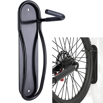 Bike Wall Mount Rack with Tire Tray - Bicycle Storage Rack Easy to Install - Space Saver Holder, Hook for Road, Mountain or Hybrid Bikes