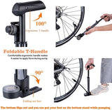 Mini Bike Pump with Gauge - Portable Bicycle Tire Pump - 120 PSI Bike Air Pump fits Presta & Schrader & Dunlop Valve - Road MTB Bike Pump Co