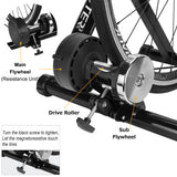 Bike Trainer, Magnetic Bicycle Stationary Stand for Indoor Exercise Riding, Portable, Quick Release Skewer & Front Wheel Riser Block Included