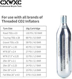 CXWXC 16g Threaded CO2 Cartridges for Bike Tires - Cartridge for CO2 Inflator with Threaded Connection, CO2 Pump for Road and Mountain Bikes