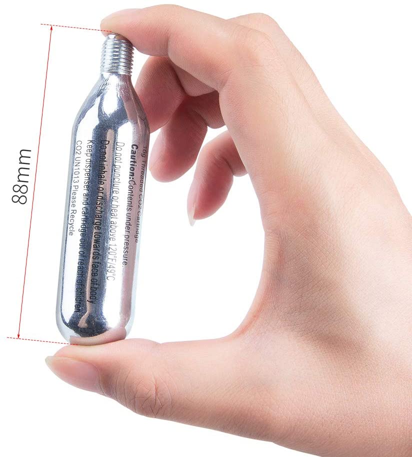 CXWXC 16g Threaded CO2 Cartridges for Bike Tires - Cartridge for CO2 Inflator with Threaded Connection, CO2 Pump for Road and Mountain Bikes