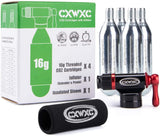CO2 Inflator Kit with 4 x16g CO2 Cartridges - Presta & Schrader Valve Compatible - CO2 Bike Pump for Road and Mountain Bikes