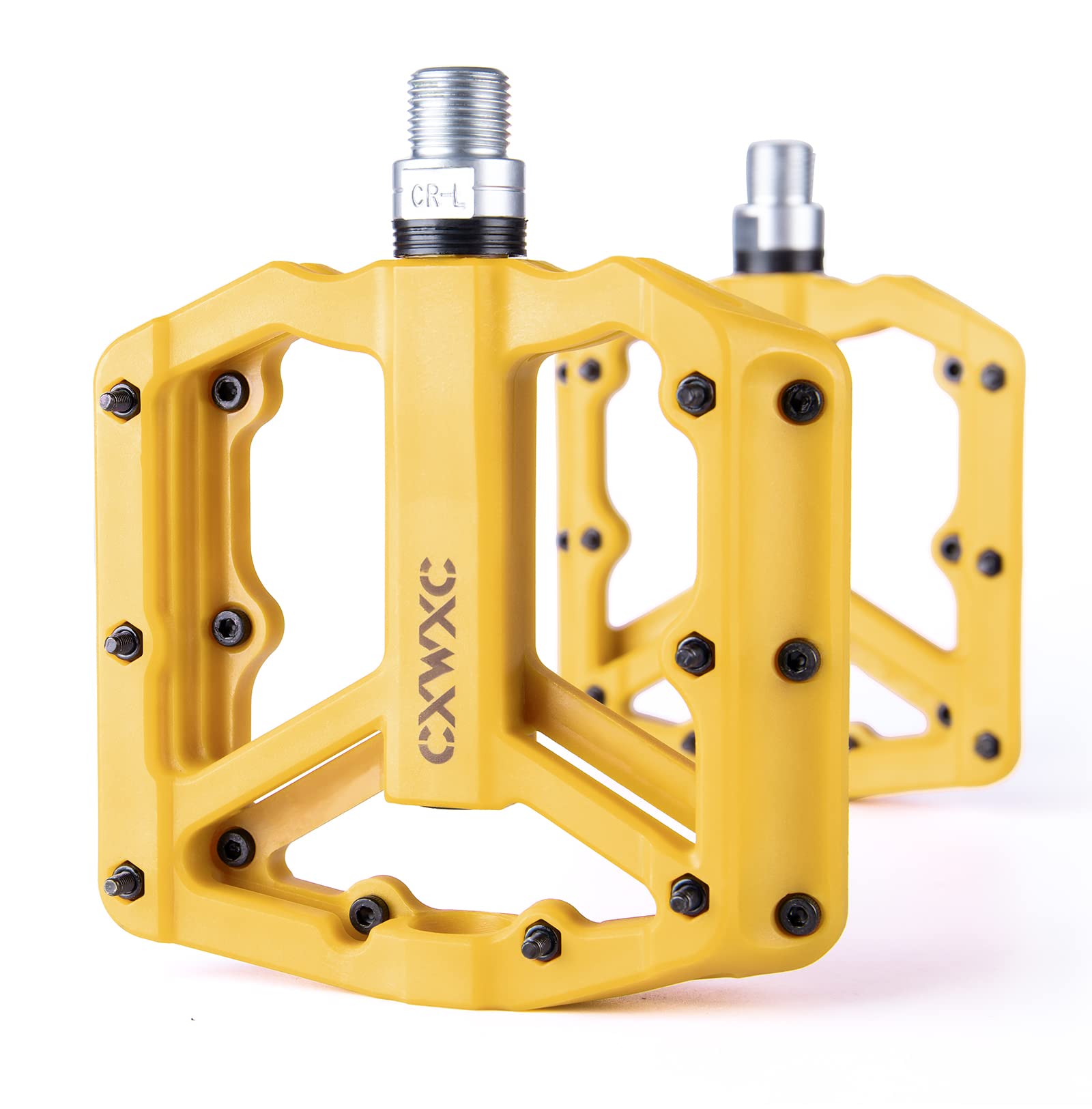 Mountain Bike Pedals - Lightweight Nylon Fiber Bicycle Pedals with Removable Anti Skid Nails - Bicycle Platform Pedals for MTB 9/16 inches