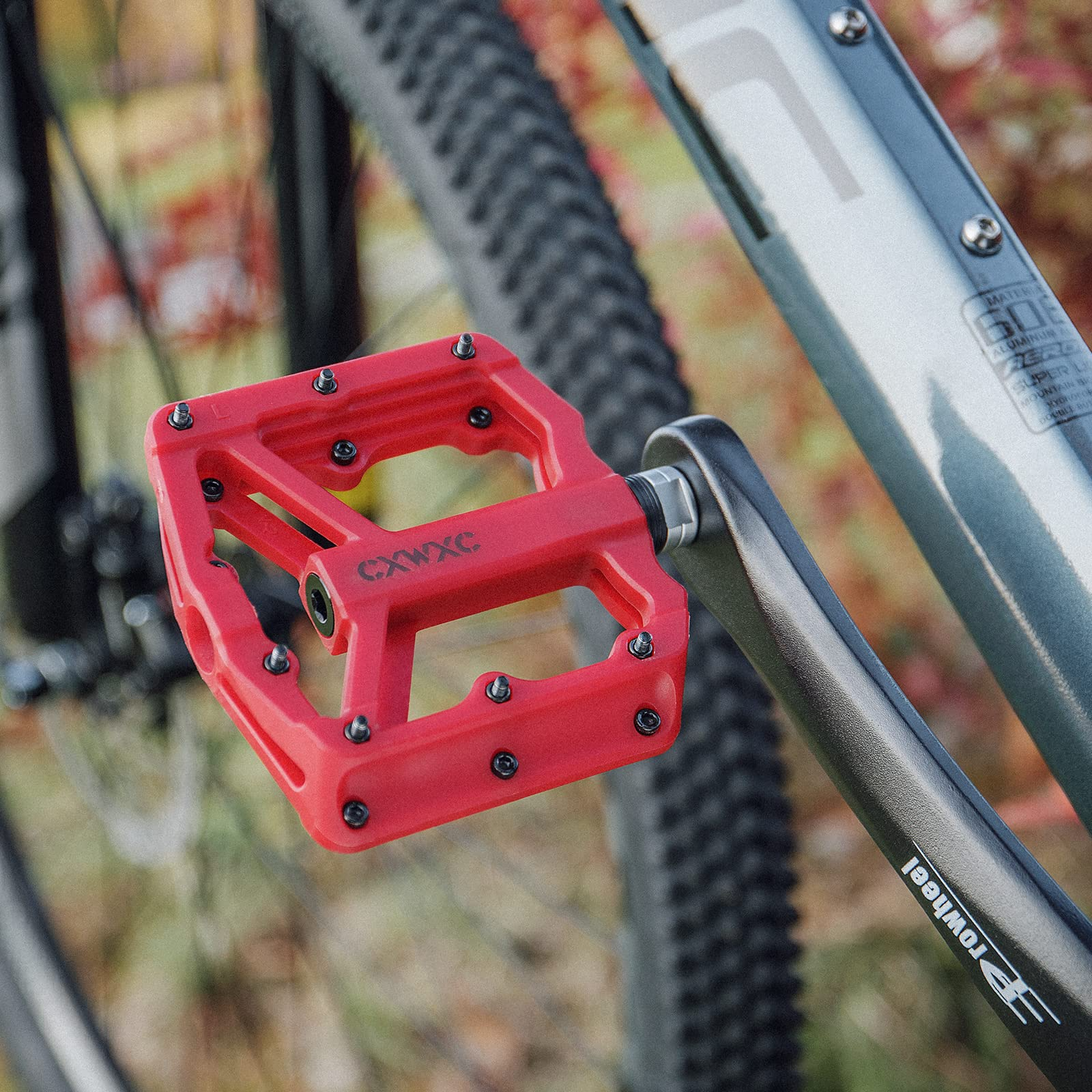Mountain Bike Pedals - Lightweight Nylon Fiber Bicycle Pedals with Removable Anti Skid Nails - Bicycle Platform Pedals for MTB 9/16 inches