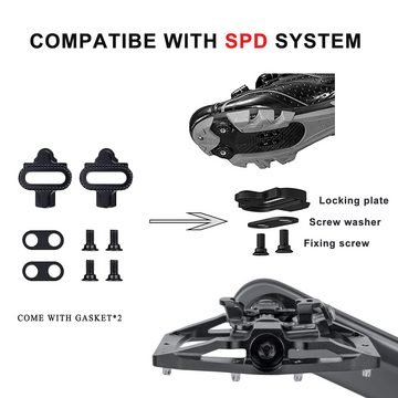 Mountain Bike Pedals Dual Function - Dual Sided Pedals Plat & SPD Clipless Pedal - 3 Sealed Bearings, 9/16” Bicycle Platform MTB Pedals