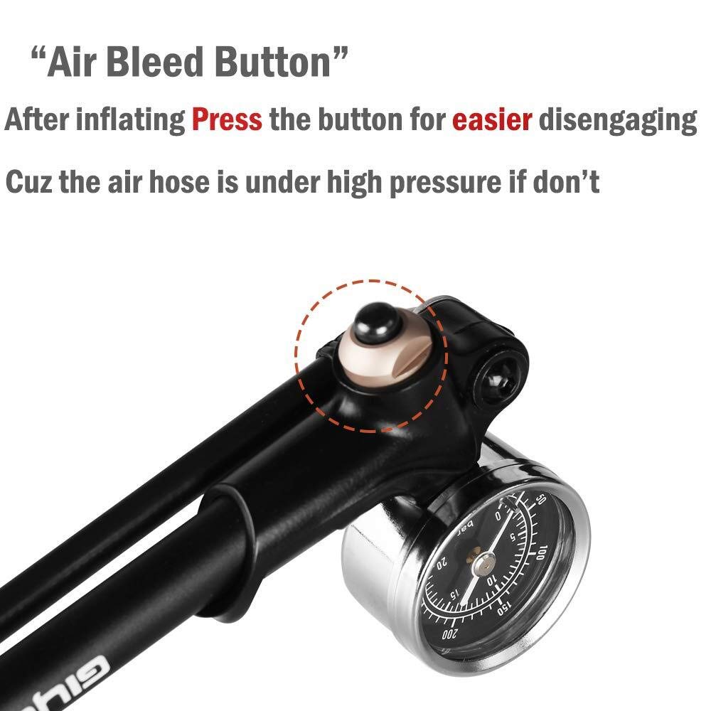 High Pressure Shock Pump, (300 PSI Max) for Fork & Rear Suspension, Lever Lock on Nozzle No Air Loss