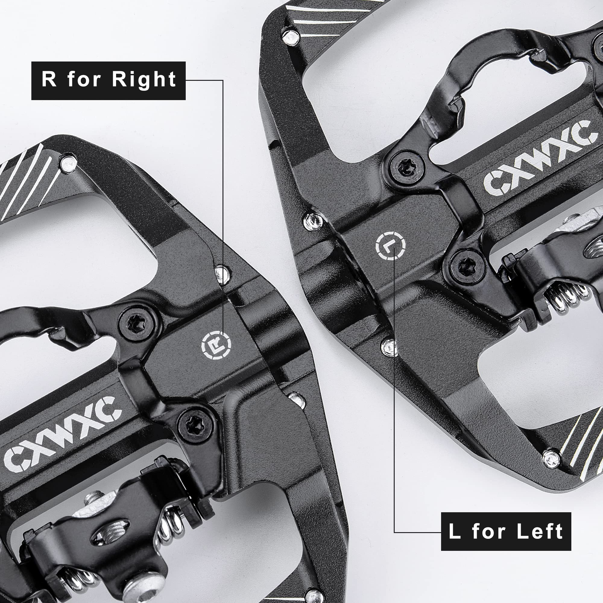 Mountain Bike Pedals Dual Function - Dual Sided Pedals Plat & SPD Clipless Pedal - 3 Sealed Bearings, 9/16” Bicycle Platform MTB Pedals