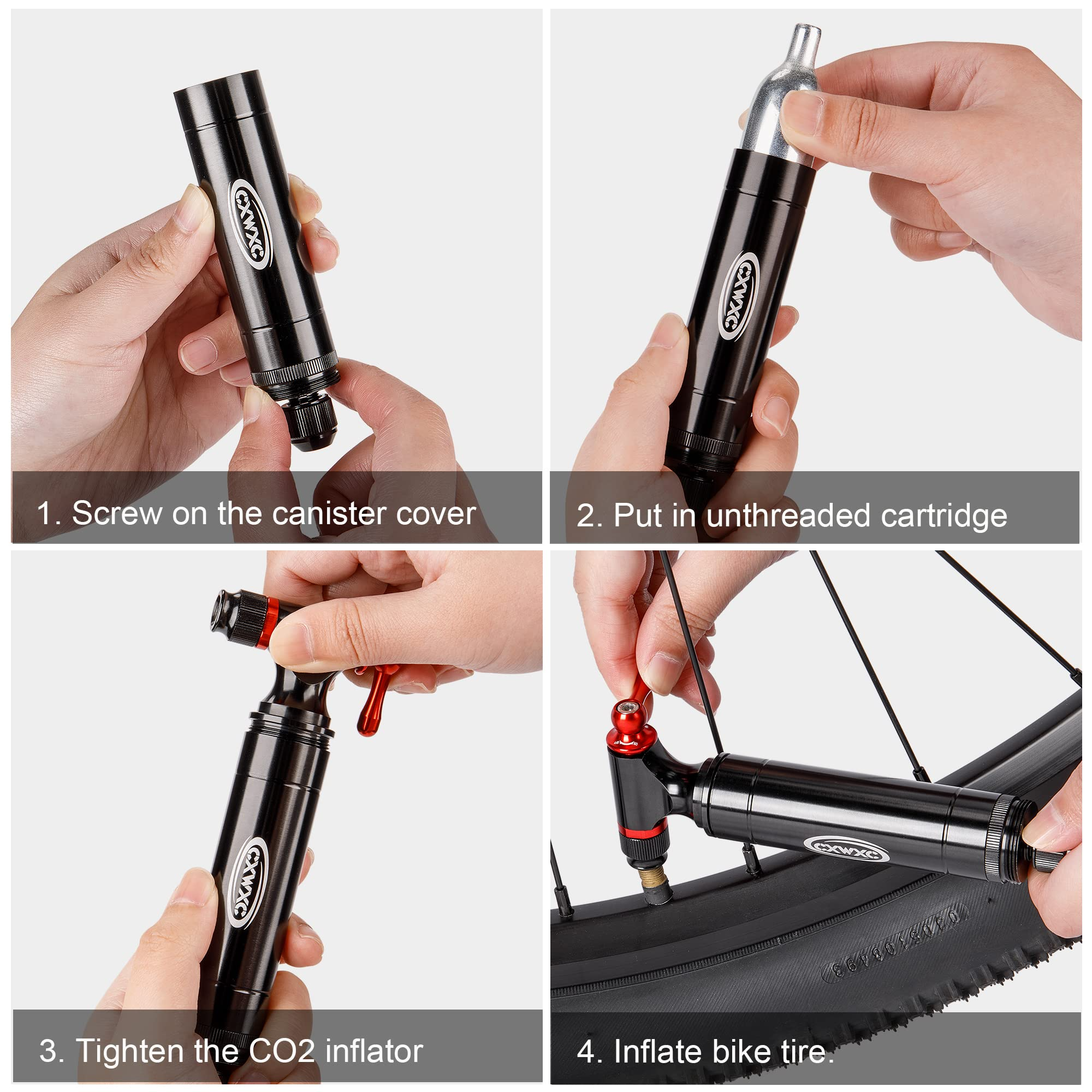 CO2 Inflator and Tubeless Tire Repair Kit - Presta & Schrader Valve Compatible - Bicycle Tire Pump for Road and Mountain Bikes - No CO2 Cartridges Included