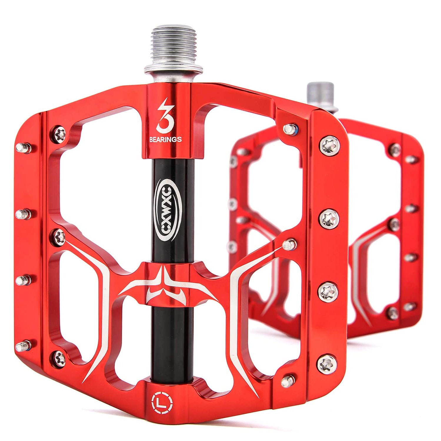CXWXC Road/MTB Bike Pedals - 3 Bearings 9/16” Aluminum Alloy Bicycle Pedals - Mountain Bike Pedal with Removable Anti-Skid Nails