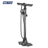 Beto Bike Pump Portable - Bicycle Floor Pump with Industrial Top-Mounted Gauge & Air Bleed Button - Presta Schrader Dunlop Valve Universal