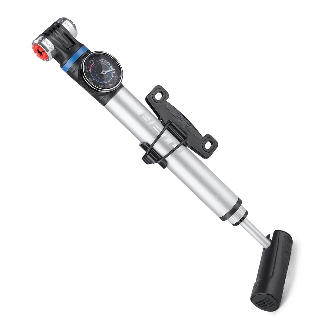 Mini Bike Pump with Gauge Portable Frame Pump with EZHead Fits Schr