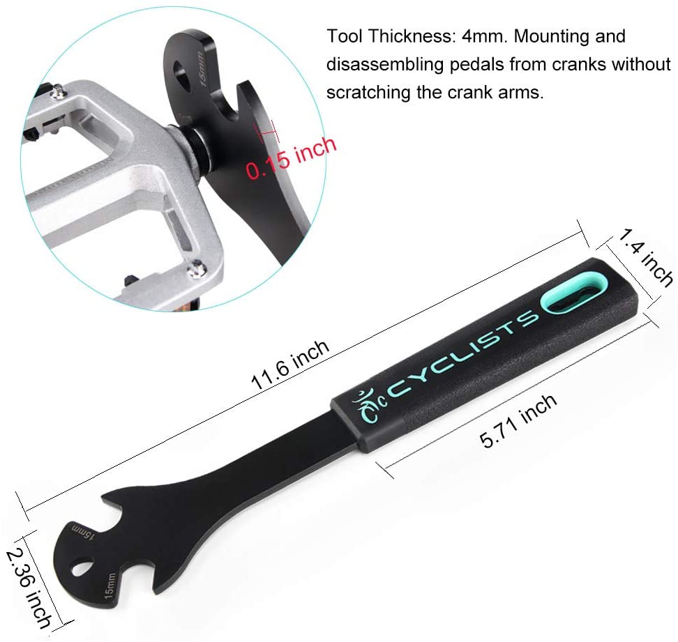 Bike Pedal Wrench Extra Long Handle Pedal Spanner Double Wrench for Ruida Cycling