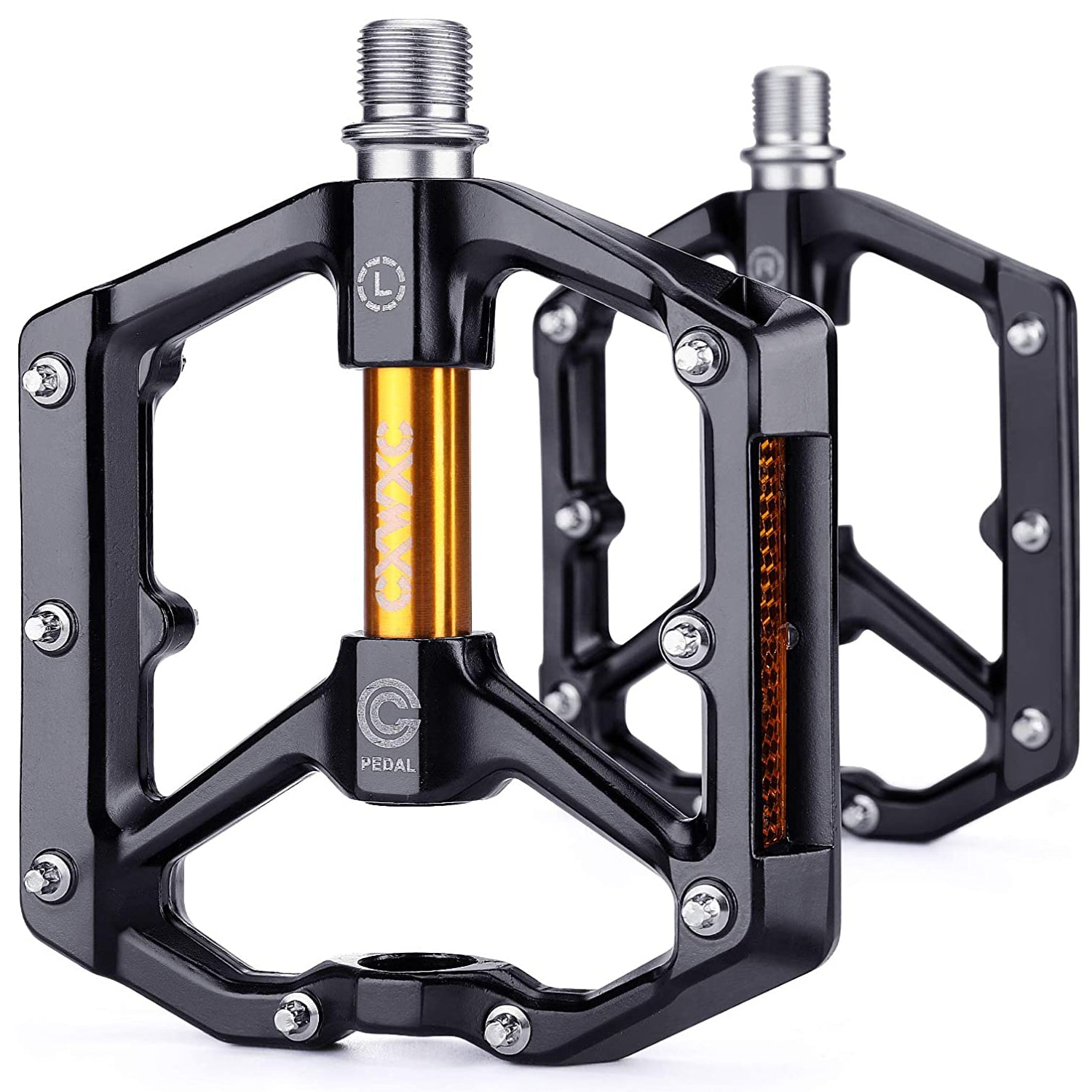 CXWXC Road/MTB Bike Pedals - Aluminum Alloy Bicycle Pedals - Mountain Bike Pedal with Removable Anti-Skid Nails