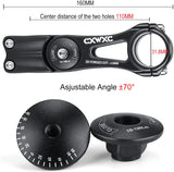 CXWXC Adjustable MTB Stem 31.8mm 70 Degree - 90/110/145mm Bike Stem Riser for Handlebar - Aluminum Alloy Mountain Bike Handlebar Riser Exten