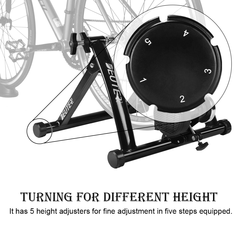 Bike Trainer, Magnetic Bicycle Stationary Stand for Indoor Exercise Riding, Portable, Quick Release Skewer & Front Wheel Riser Block Included
