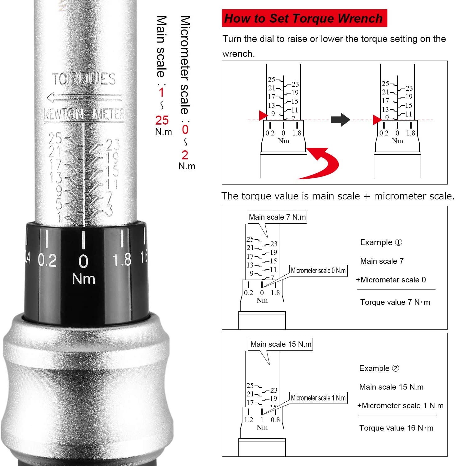 bike pedal torque nm Bike Torque Wrench Set 1/4" Drive Click 1-25 Nm - Bicycle Maintenance Tool Kit for Road/Mountain Bikes