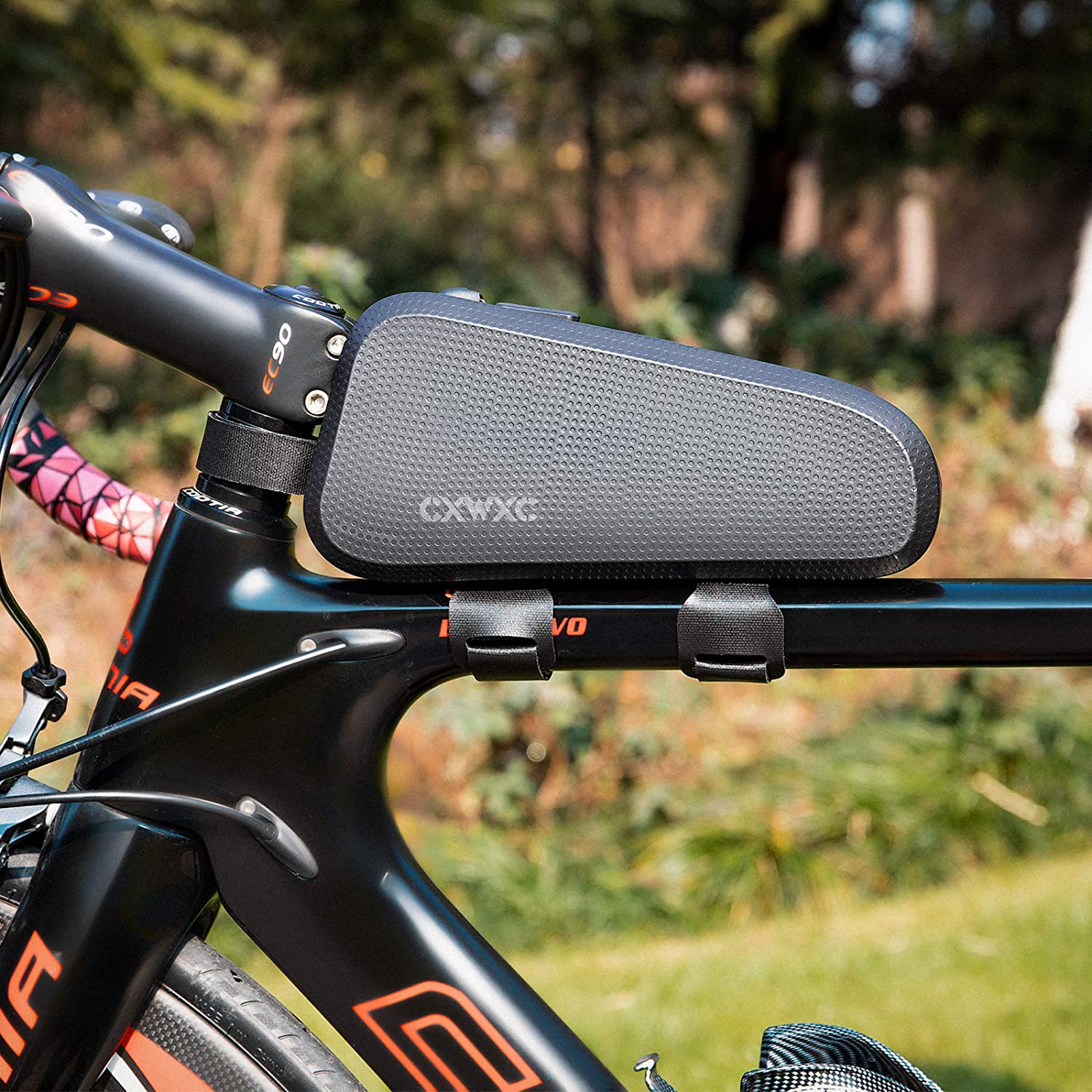 CXWXC Bike Accessories Top Tube Bag for Men Women - Mount Front Frame Bike Bags for Road/Mountain Bike - Waterproof Cycling Phone Pouch Bicy