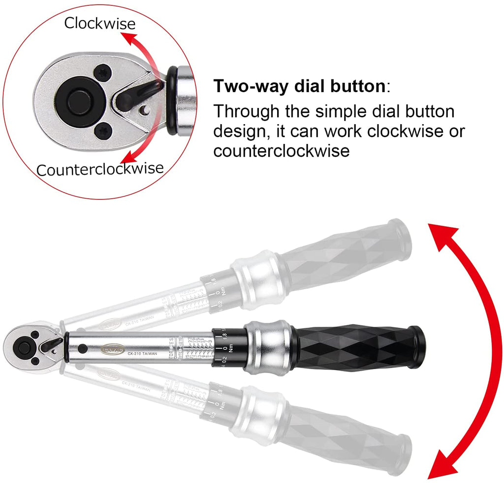 Bike Torque Wrench Set 1/4" Drive Click 125 Nm Bicycle Maintenance