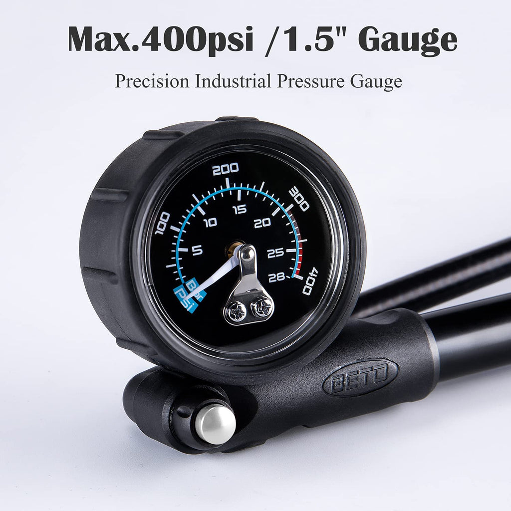BETO High Pressure Shock Pump (400 PSI Max) MTB Bike Shock Pump for