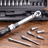 Bike Torque Wrench Set 1/4" Drive Click 1-25 Nm - Bicycle Maintenance Tool Kit for Road/Mountain Bikes - Includes Allen, Torx, Philip, Exten