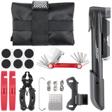Bicycle Repair Tool Kit with Bike Pump & Saddle Bag - Bike Tool Kits for Repair and Maintenance at Home or on The Road - Bike Tire Repair Kit Patches Fixes, Bike Multitool, Chain Breaker Tyre Levers