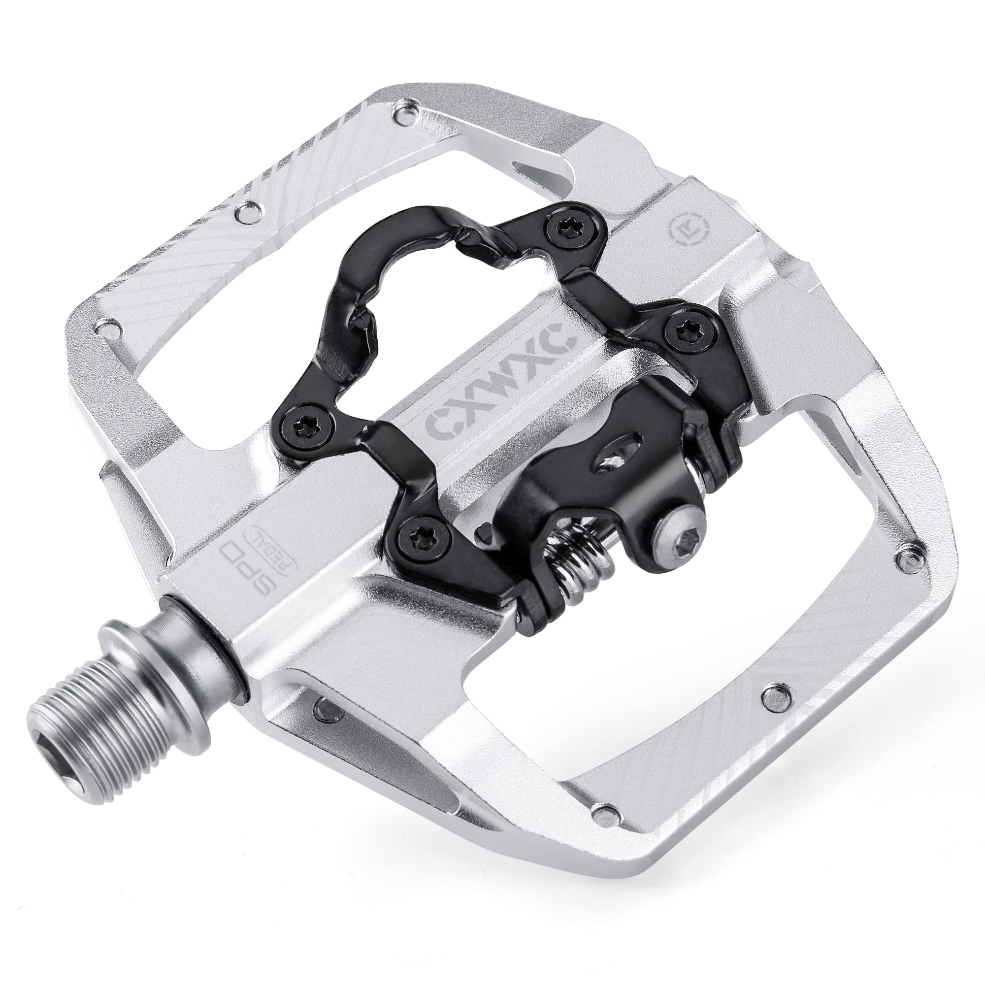 Mountain Bike Pedals Dual Function - Dual Sided Pedals Plat & SPD Clipless Pedal - 3 Sealed Bearings, 9/16” Bicycle Platform MTB Pedals