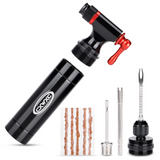 CO2 Inflator and Tubeless Tire Repair Kit - Presta & Schrader Valve Compatible - Bicycle Tire Pump for Road and Mountain Bikes - No CO2 Cartridges Included