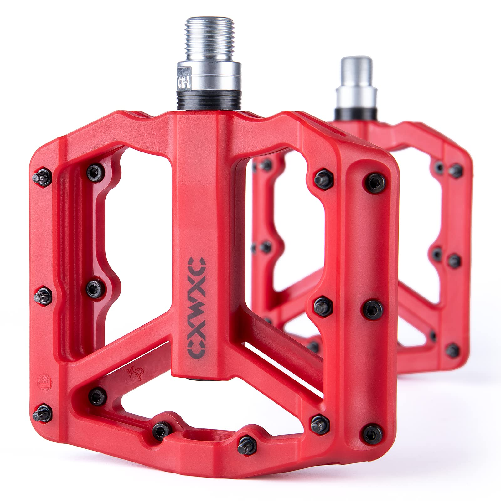 nylon pedal Mountain Bike Pedals - Lightweight Nylon Fiber Bicycle Pedals with Removable Anti Skid Nails - Bicycle Platform Pedals for MTB 9/16 inches