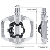 Mountain Bike Pedals Dual Function - Dual Sided Pedals Plat & SPD Clipless Pedal - 3 Sealed Bearings, 9/16” Bicycle Platform MTB Pedals
