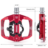 Mountain Bike Pedals Dual Function - Dual Sided Pedals Plat & SPD Clipless Pedal - 3 Sealed Bearings, 9/16” Bicycle Platform MTB Pedals