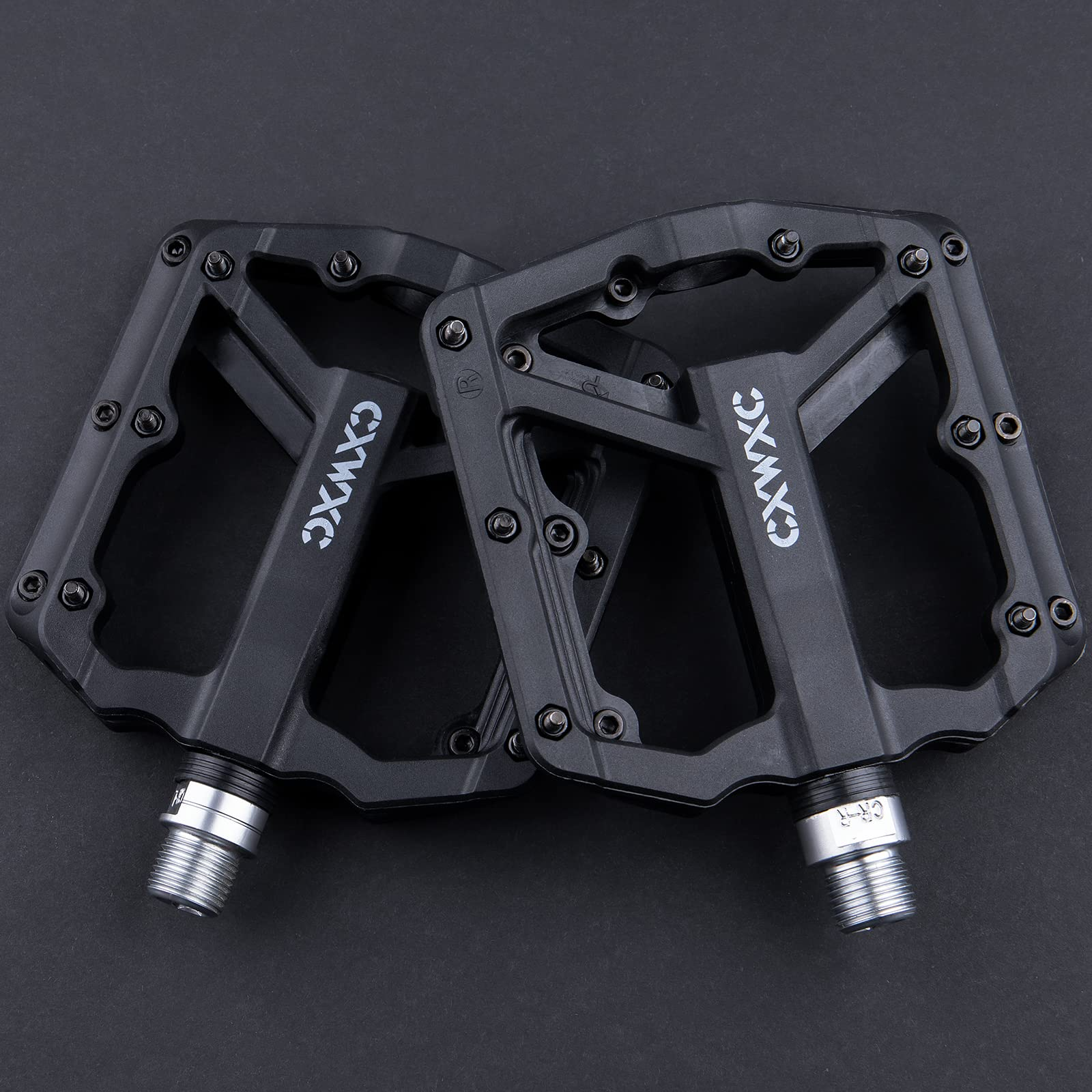 Mountain Bike Pedals - Lightweight Nylon Fiber Bicycle Pedals with Removable Anti Skid Nails - Bicycle Platform Pedals for MTB 9/16 inches