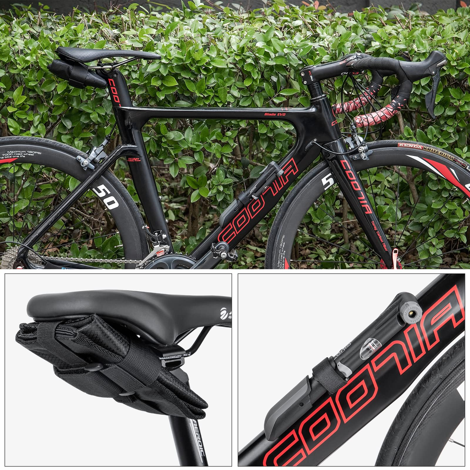 Bicycle Repair Tool Kit with Bike Pump Saddle Bag Bike Tool Kits f Ruida Cycling