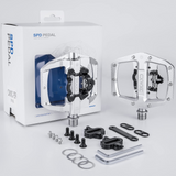 Mountain Bike Pedals Dual Function - Dual Sided Pedals Plat & SPD Clipless Pedal - 3 Sealed Bearings, 9/16” Bicycle Platform MTB Pedals